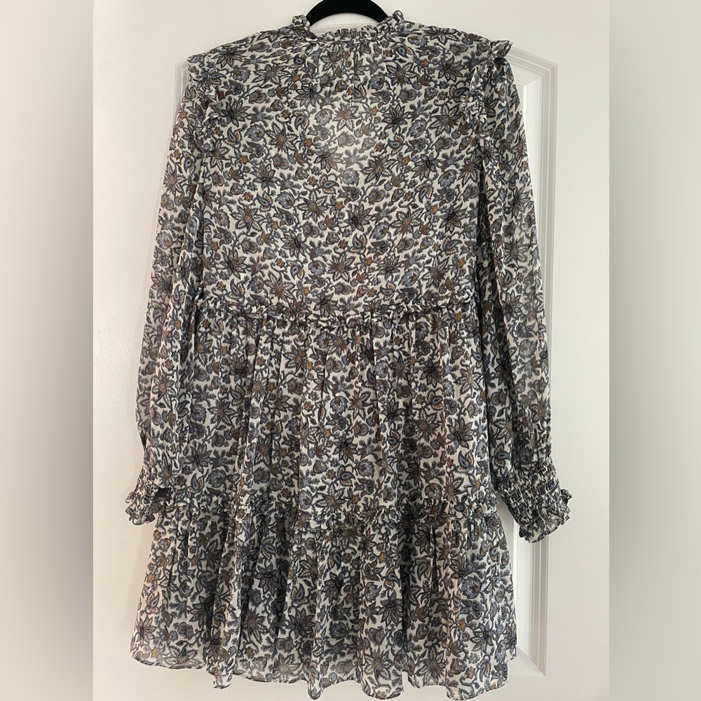 VERONICA BEARD Savile ruffled printed silk crepe de chine Mini Dress - Picture 4 of 5